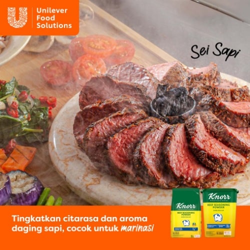 Knorr Bumbu Rasa Sapi 1kg - Knorr Beef Powder, dengan ekstrak daging sapi, menghasilkan kaldu sapi dengan rasa dan aroma daging yang mantap dalam waktu yang singkat! Cocok digunakan untuk berbagai jenis aplikasi